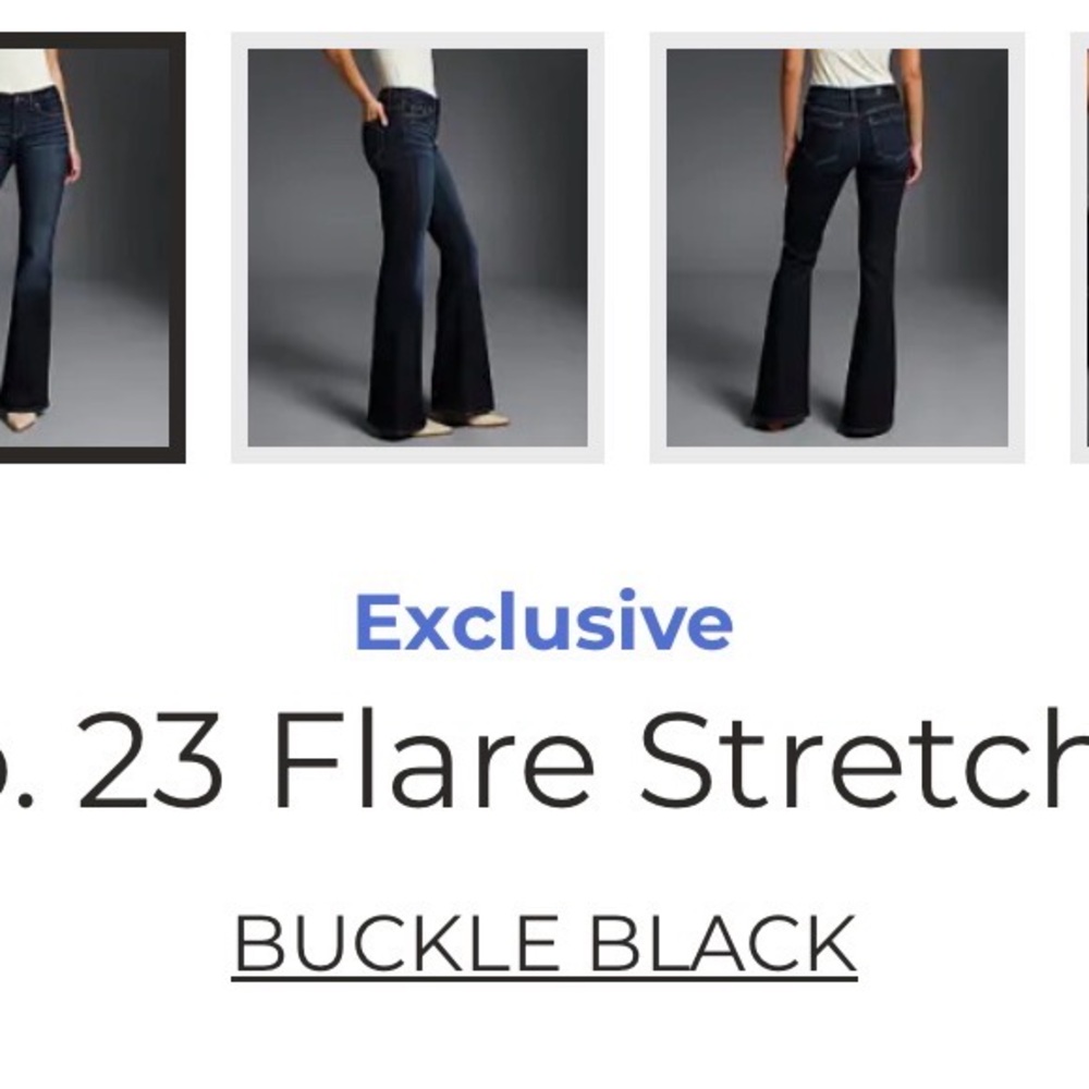 Buckle Black Flare Stretch Jeans - Dark Blue
